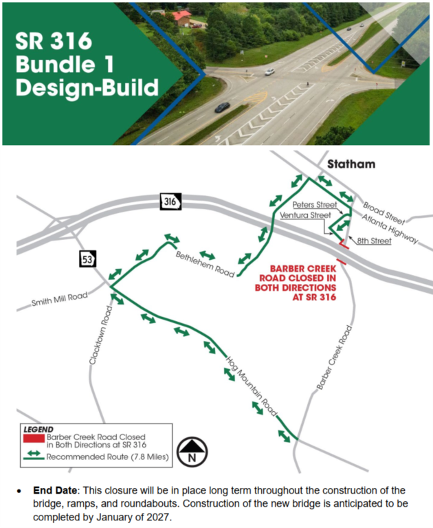 Traffic Change Advisory for the SR 316 at Barber Creek Road Project